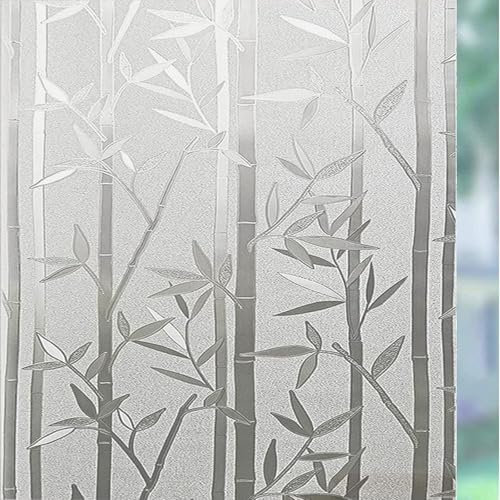 Fensterfolie Selbsthaftend Blickdicht 50 x 700 cm Wärmeisolierung Reflektierende Anti UV Fenster Sichtschutz Tönungsfolie Anti-Uv Sonnenschutzfolie für Büro Und Haus, Bambus