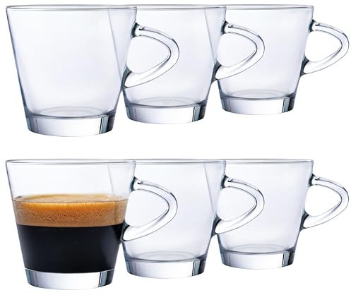 KONZEPT Tazzine Caffè 80 ml con Manico – Set da 6, Perfette per Espresso, Ristretto, Macchiato e Marocchino