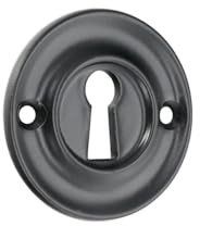 Infinity Decor Rosace de serrure de porte en laiton massif de style vintage avec finition noire mate pour portes d'entrée 42 mm