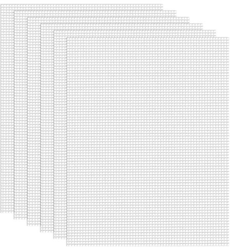 Eye Mesh Stoff 6 Stück Kreuzstich Meshstoff Leinwand Weiß Mesh Canvas Sheets Kit Stramin Stoff zum Sticken für Basteln 20 x 30cm