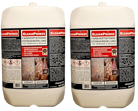 CleanPrince 10 liter färgfördjupning stenförfining för terrasser och balkonger | Färgfördjupning natursten betong skiffer granit marmor terrakotta tegel, färgfördjupare