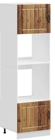 vidaXL Kalmar Oven Cabinets - Old Wood, Engineered Wood, Adjustable Feet, Large Compartment, Space-Saving Design - 60x57x207 cm for Kitchen