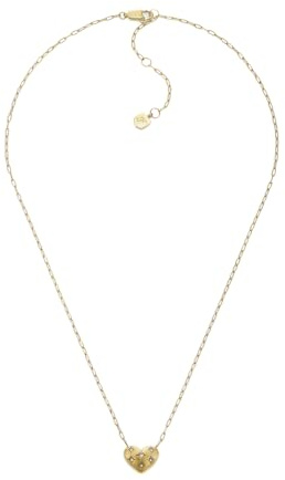 FOSSIL Collier pour femme en acier inoxydable avec fermoir mousqueton et pendentif en forme de coeur