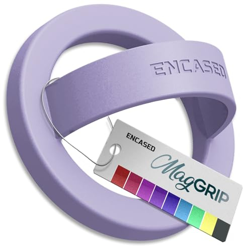 Encased Magnetic Phone Grip Holder (Compatible with MagSafe) Thin Silicone Finger Loop Ring for iPhone (Periwinkle)