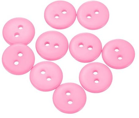 QUARKZMAN 10 Stück 15mm Harz Knöpfe zum Annähen, 2 Löcher Runde Nähknöpfe für Strickjacke DIY Handwerk Dekorieren Mantel Bekleidung Kleidung Hemden Urlaubsdekoration (Rosa)
