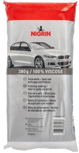 NIGRIN Cotone lucidante 100% viscosa senza pelucchi e assorbente, ideale per applicare e lucidare la vernice dell'auto, morbida ovatta lucidante di alta qualità 380 g