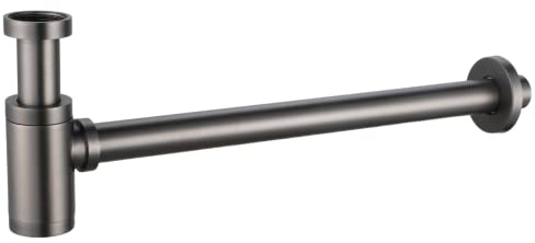 IMEX Rund Sifon SCL002 | Rostfritt stål S.304 och Zamak | Elegant finish | Avtagbar bas | Enkel rengöring (svart GUN METAL)