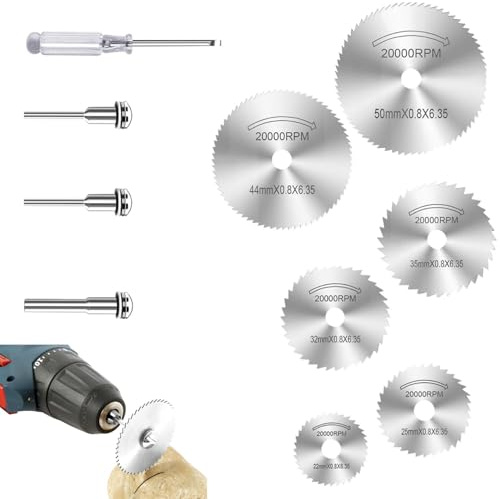 10 Pcs Mini Circular Saw Blades for Dremel Rotary Tool, Disc Cutter HSS Saw Blades with Screwdriver Wheel High Speed Steel Blade for Electric Drill Accessories, Wood Cutting Disc Tools
