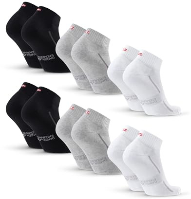 DANISH ENDURANCE Bomullsstrumpor, Andas, Skavfria, 3 & 6-pack | Bomullsstrumpor, mjuk dämpning och andas skönt med skavfri passform för vardag och träning, Unisex