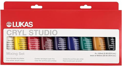NEU LUKAS CRYL STUDIO / Acrylfarben Set, 9 x 100 ml Tuben Version 1