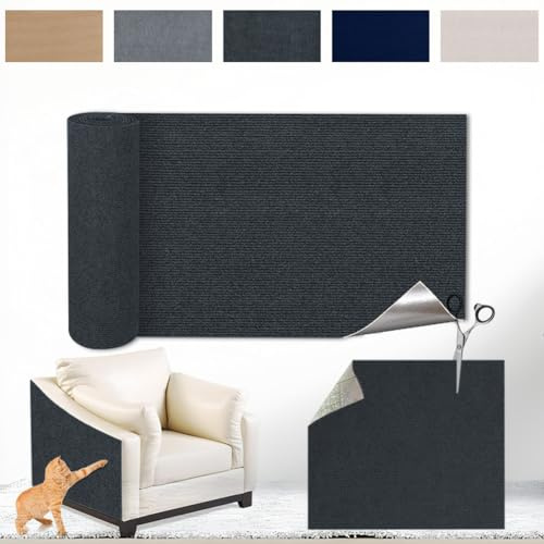 Kratzmatte Katze Selbstklebend - Kratzschutz Sofa Anti Kratz Folie Kratzwand für Katzen Frei DIY Geschnitten 40x300CM Dunkelgrau