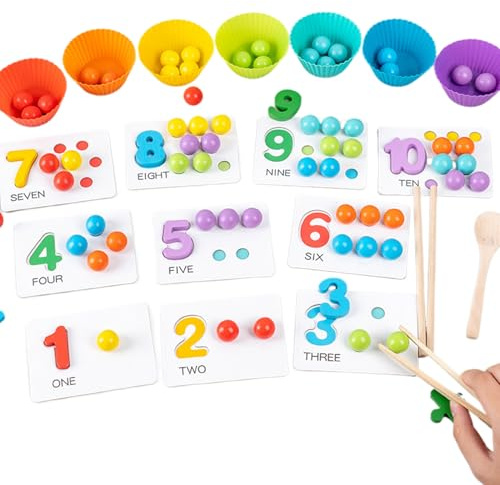 Math Game Toys | Intelligence Stiches Math Wooden Cards | Digital Learning Silicone with Beads | Montessoris Numbers for Sorting Games with Gi