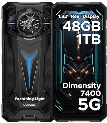 DOOGEE S200 Ultra Rugged Smartphone 5G, 48(12+36)GB+1 TB, 1.32AMOLED Rear Display, 6.72 FHD&120Hz, 4nm D7400 Android 15, 11000mAh/66W, 100MP+20MP Night vision, Light Effect,Face ID/BT5.4/WiFi6E/NFC