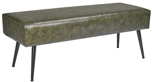 VEVOR Panca da Camera da Letto in Pelle, Panca in Similpelle con Gambe in Metallo e Cuciture per Ingresso, Seduta Imbottita per Scarpe, Panche Moderne per Soggiorno, Sala da Pranzo, Verde