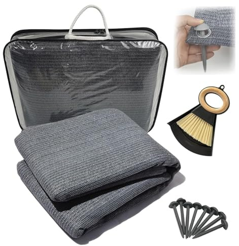 RATSTONE förtältmatta hög kvalitet, 250 x 300 mm förtältmatta med öljetter, tältmatta, campingmatta utomhus, för husvagnar och husbil – inkl. bärväska och tillbehör (grå)