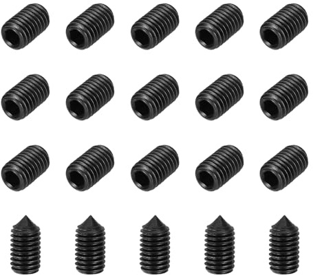 sourcing map Gewindestifte mit Kegelspitze, M8 x 16 mm, Karbonstahl, Innensechskant-Gewindestifte für Badezimmerarmaturen, Reparatur, Möbel, DIY-Projekte, 60 Stück