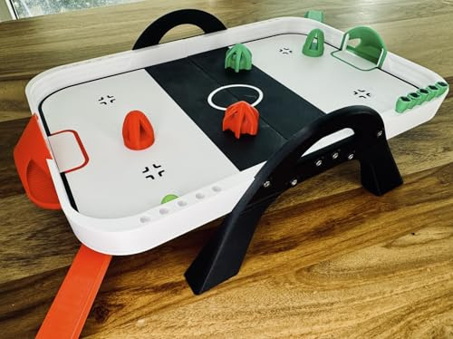Gioco da tavolo Air Hockey - Tavolo da hockey ad aria per bambini e adulti - Set compatto e portatile con 2 pulsanti e 2 dischi - Divertimento in famiglia e emozioni arcade