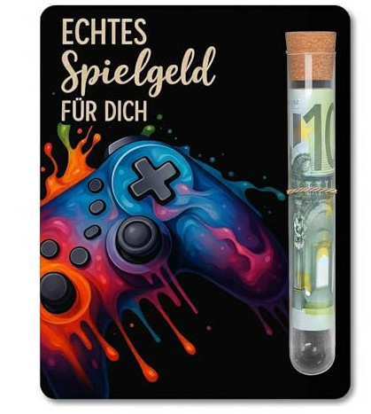 Geldgeschenk Geburtstag Holz Gamepad Set 4 Stück, Lustige Geschenkverpackung Mit Reagenzglas Umschlag Siegel, Das Nervige Geschenk Für 18. Geburtstag Junge Teenager Zocker