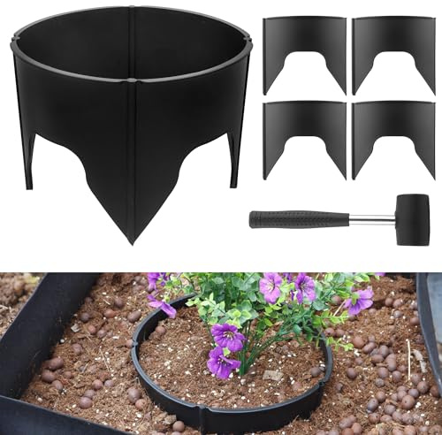 Anothera 24 Pieces Planting Grow Rings, Diameter Range 8.2-15.7 Inches, Interlocking Garden Plant Rings, Black Garden Rings for Plant Support and Soil Moisture Retention