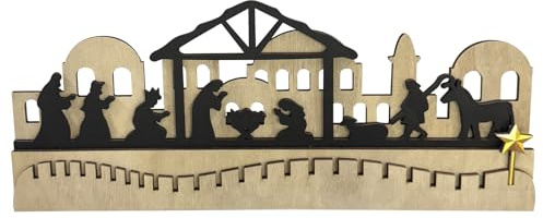 YIZITU Scène De La Nativité Calendrier du Festival en Bois De L pour Manteaux Muraux Affichage De Table Célébration du Festival De Noël Décoration De La Maison