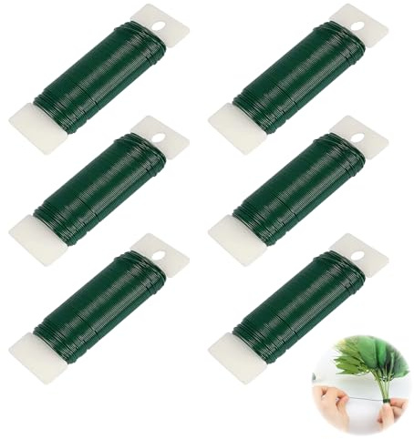 Green Florist Wire 6 Rolls | 0.7mm x 35m Floral Wire for Wreath Making, Craft & Flower Arranging | Wreath Making Supplies