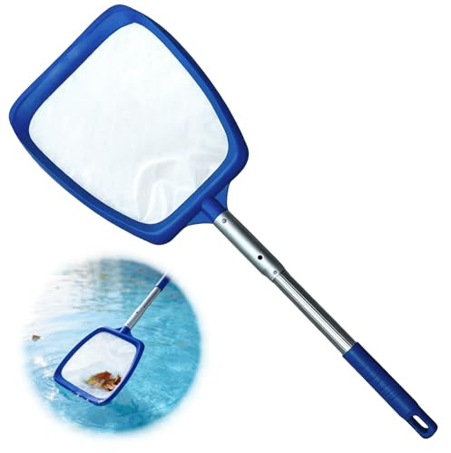 Forbabe Pool Kescher mit Griff, Poolnetz Feinmaschig mit 43cm Aluminium Griff Flach Kescher Pool für Whirlpool, Teich & Planschbecken Stabiler Poolkescher Klein zur Oberflächenreinigung