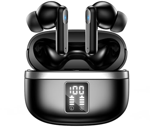JBMI Cuffie Bluetooth, Auricolari Bluetooth 5.3 In Ear Stereo con 4 Microfono ENC, 60 Ore Cuffiette Wireless Cancellazione Rumore, Auricolare IP7 per iPhone e Androide, Earbuds Sportive (Mulit Nero)