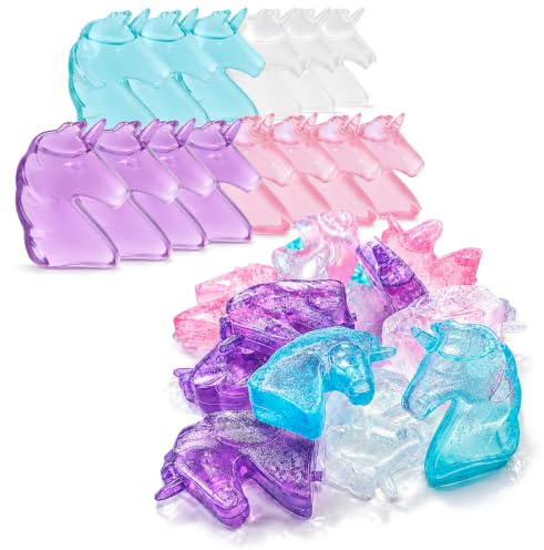 com-four® 28 Glaçons Réutilisables en Forme de Licorne | Glaçons colorés pour rafraîchir les boissons, design licorne, réutilisables pour fêtes et cocktails
