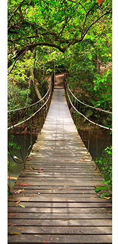 Türtapete selbstklebend TürPoster 3D Bewirken Fototapete Türfolie Poster Tapete Abnehmbar Wandtapete für Wohnzimmer Küche Schlafzimmer 77X200cm(Brücke)