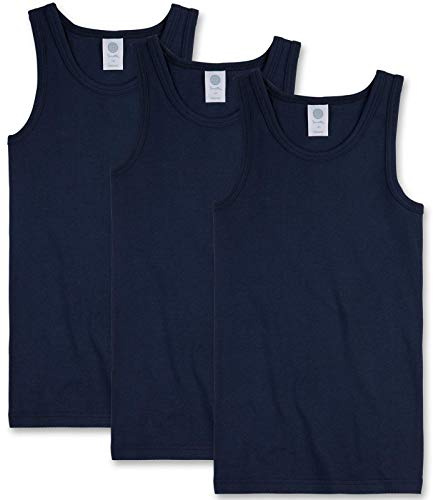 Sanetta Jungen Unterhemd 3er Pack - Shirt ohne Arme, Tank Top, Basic, Organic Cotton, dunkelblau