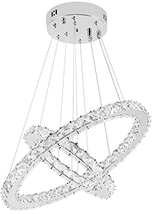 HENGMEI 48W Lámparas de araña Cristal Lámpara de Techo Lámpara Colgante LED, Blanco frio