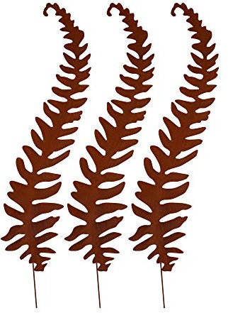 UNUS Gartendekoration Roststecker für Garten & Terrasse Farn 50/70/100 x 35 cm, 3er Set