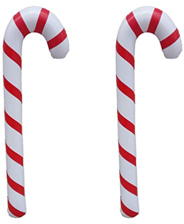 NUOBESTY 2 StüCk Aufblasbare Zuckerstangen, Kreatives KrüCken-Ballon-Spielzeug FüR Den AußEnbereich, Hof, Rasen, Garten, PartyzubehöR, Weihnachtsbaum, HäNgende Ornamente