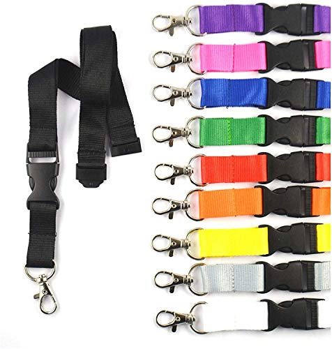 Schmalz Werbeservice 10 Stück unbedruckte Schlüsselbänder, Schlüsselband Lanyard neutral ohne Druck 20 mm breit, Steckverschluss Sicherheitsverschluss (bunt gemischt)