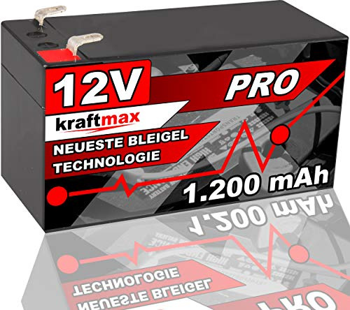 Kraftmax Industrial Pro Bleiakku [ 12V / 1,2Ah ] AGM Hochleistungs- Blei Akku der Neusten Generation