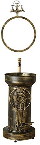 FINDYU Lavandino con Specchio Rubinetto, A Pavimento Lavandino del Bagno Retro Stile Industriale Ferro Vintage Idrante Ruota Lavandino (Colore : Bronze)