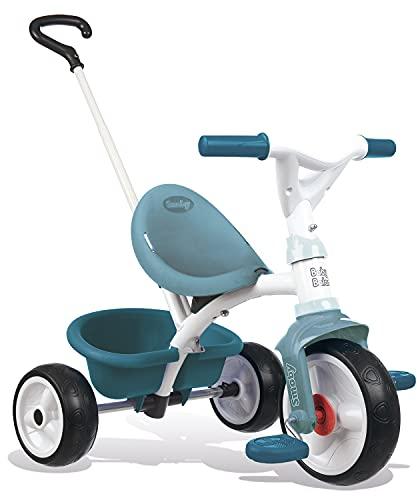 Smoby - Be Move blau - Kinderdreirad mit Schubstange, Sitz mit Sicherheitsgurt, Metallrahmen, Pedal-Freilauf, für Kinder ab 15 Monaten