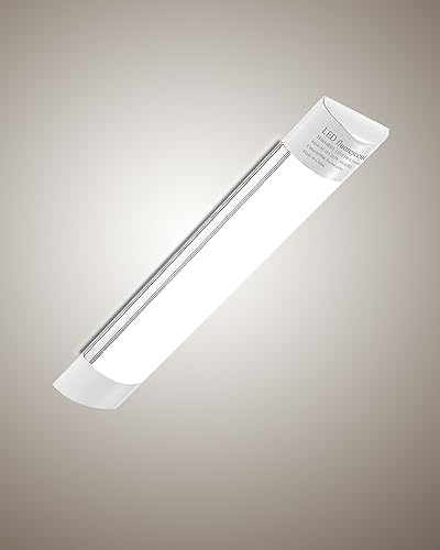 Bellanny LED Fluorescente 30cm, 10W 1200LM Lámpara LED de Techo, 4500K Blanco Neutro Neon Led Tubo, IP40 130°Ángul Luz de Garaje, LED Batten Light para Sala Oficina Taller Almacén Baño Cocina Barra