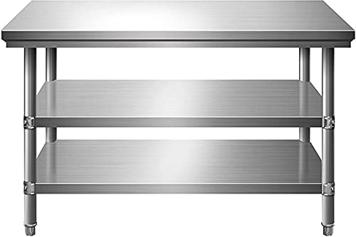 MNSSRN Edelstahl-Küchen-Werkbank, Außengrill-Grill-Food-Vorbereitungstisch, professioneller Esstisch mit verstellbaren Beinen in Garage Home Warehouse,80 * 60 * 80cm