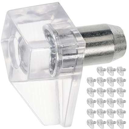 Regalboden Träger, 24 Stück, Bodenträger für Ø 5 mm Bohrlöcher, Regalhalter aus transparentem Kunststoff mit Stahlstift, Einlegeboden Halter, Regalbodenträger Möbel, D5 Regalstützen klar, Regal Stifte