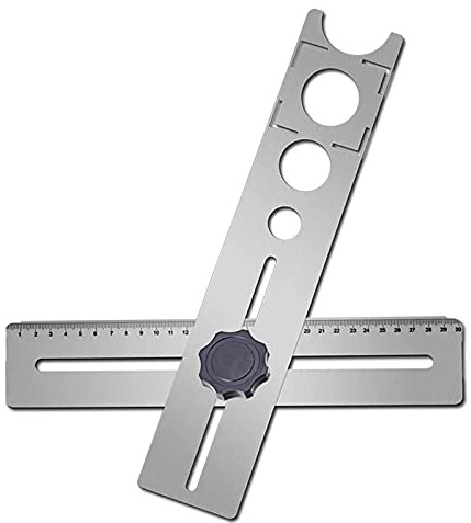 Jufjsfy Multifunctional Stainless Steel Ceramic Tile Hole Locating Ruler Adjustable Drilling Hand Measuring Tools