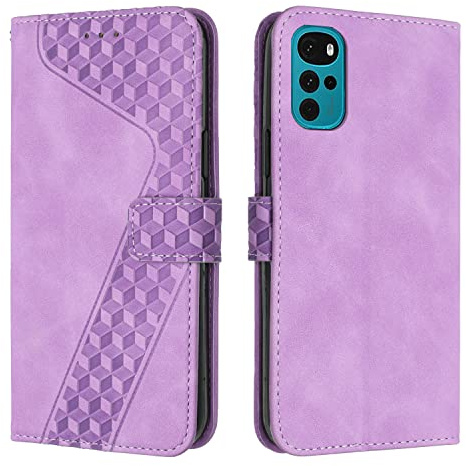 OKZone Funda para Motorola Moto G22, PU Cuero Flip Carcasa Fundas Móvil de Tapa Libro Caso Piel PU para Motorola Moto G22, Billetera Tarjetero Case Telefono Cubrir Móvil Phone Cover(Púrpura)