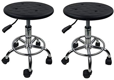 SIGOLY Hocker auf Rädern Antistatischer Pulley-Hocker, PU-Schaum-Plattenbeschichtung 5 Krallen Labor-Werkstatt-Arbeitsstuhl 3 Größen (Color : Blackx2, Size : 44-58cm) Marriage