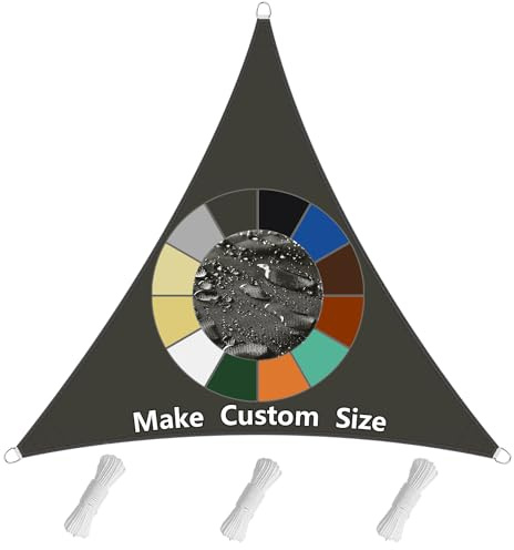 Sonnensegel Dreieckig(20 Farben und 99 Größen) Sonnensegel Wasserdicht Sonnenschutz,PES Polyester 98% UV-Schutz Überdachung Plane für Garten Outdoor- 1.6X1.6X1.6m Dunkelgrau