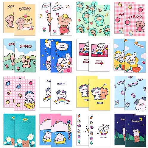 MEIYIFAN 40 Pezzi Mini Quaderno(8,5 x 12 cm), Blocchi per Appunti Tascabili, Carta di Qualità, 16 Stili, 3 Colori, Per Scuola, Ufficio, Viaggi