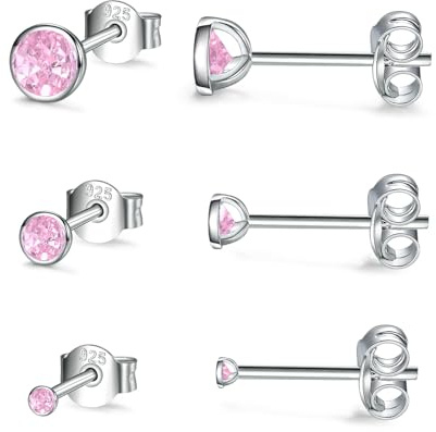 Damen Ohrstecker Silber 925-3 Paar Klein Sterling Silber Ohrstecker Ohrringe Set mit Zirkonia Knorpel Funkelnd Unendlichkeit Ohrstecker Schmuck für Oktoberfest Damen Herren Geschenke 2/3/4mm