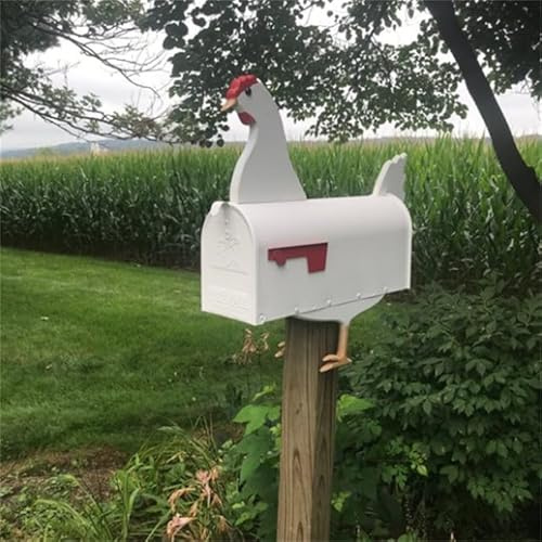 Post Mount Mailbox, Metall Eisen Kunst Hund Pferd Huhn Kuh Schwein Hai Briefkasten Bucht Metall Eisen Tier Briefkasten für Außen Garten Dekoration Handwerk Briefkasten Geschenk (D)