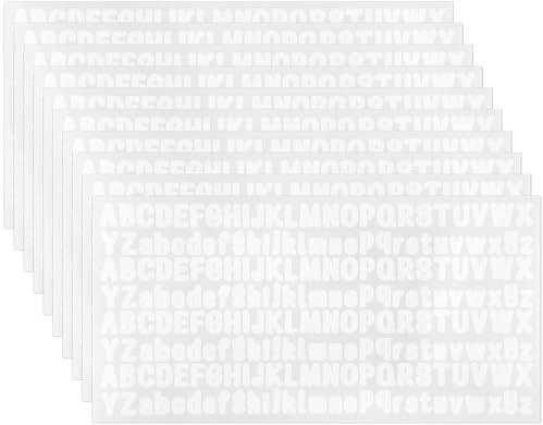 lasuroa 1,3 cm 2080 Stück Buchstaben Aufkleber, 10 Blatt Vinyl Alphabet Aufkleber Groß- und Kleinbuchstaben Selbstklebende Briefkasten-Buchstaben-Aufkleber für Sammelalbum, Klassenzimmer (Weiß)