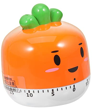 PRETYZOOM Mechanical Baking Timer Manual Mechanical Timer Carrot Shaped Device Orange Plastic and Metal Accurate Timekeeping Creative Modern Design for Cooking