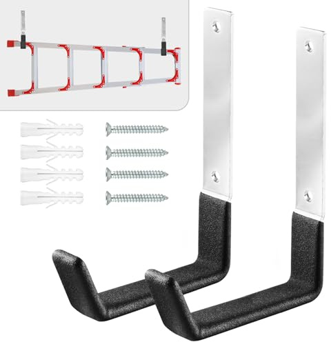 AccEncyc Heavy Duty Garage Hooks, 2Pcs Stainless Steel Wall Mount Hooks, 50lb Weight Capacity, for Garden Hose, Bike, Ladder, Tool Organizer (Medium)